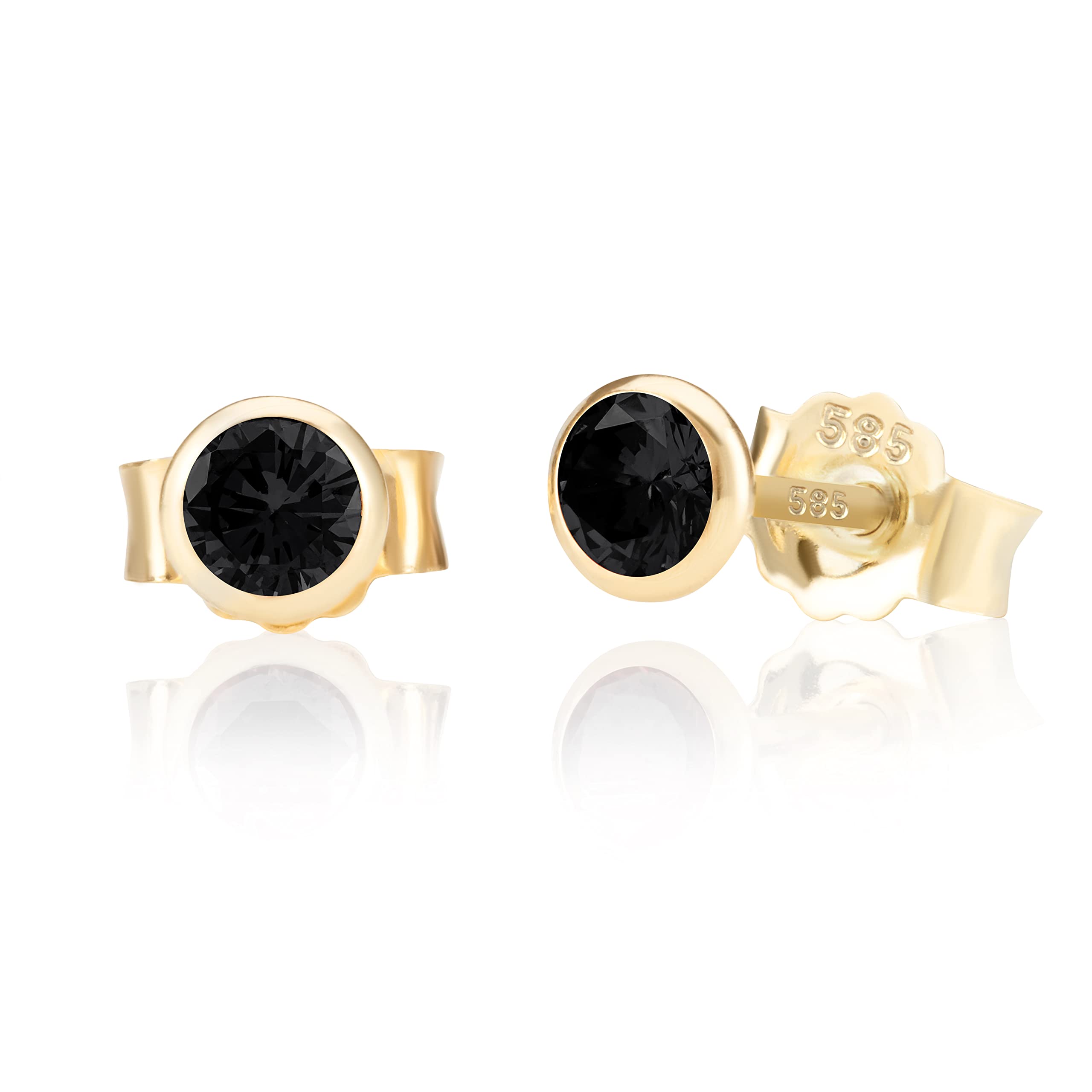 NKlaus Ohrstecker 585 Gelbgold 5 mm Zirkonia Aquamarin