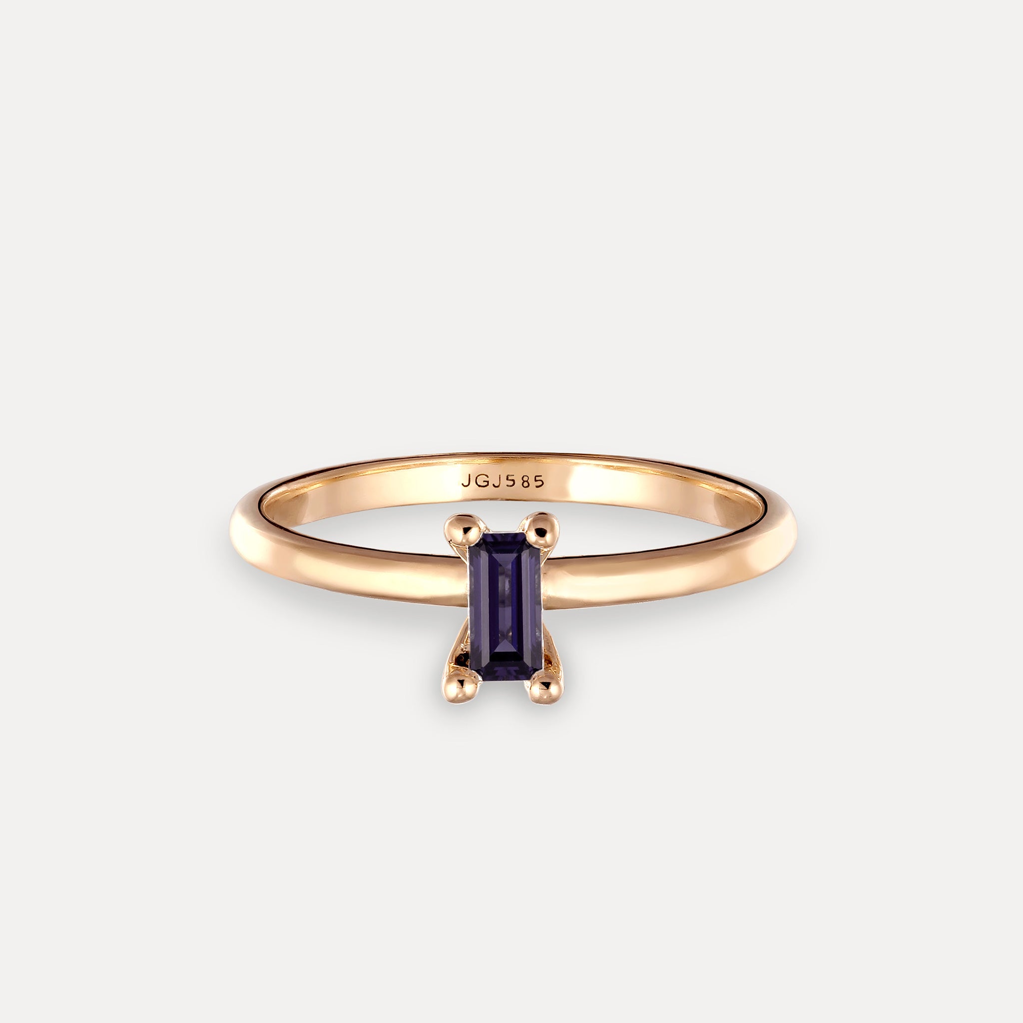 Stilnest Iolith Baguette Solitär Ring 585 Gold Gr 52 lila