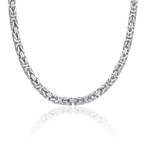 JEWLIX Königskette 925 Silber 5,5 mm Vierkant Halskette rhodiniert