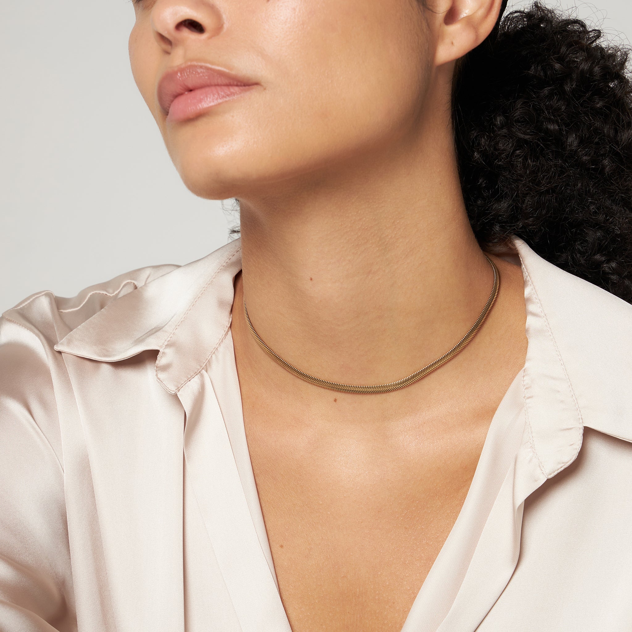 Stilnest Herringbone Chain Choker Kette Gold Vermeil 40cm