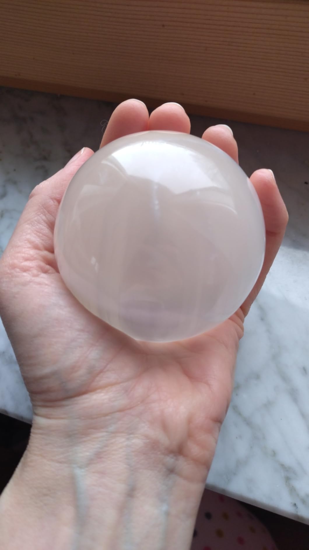 NKlaus Selenit Kugel Heilstein 70 mm poliert 460 g