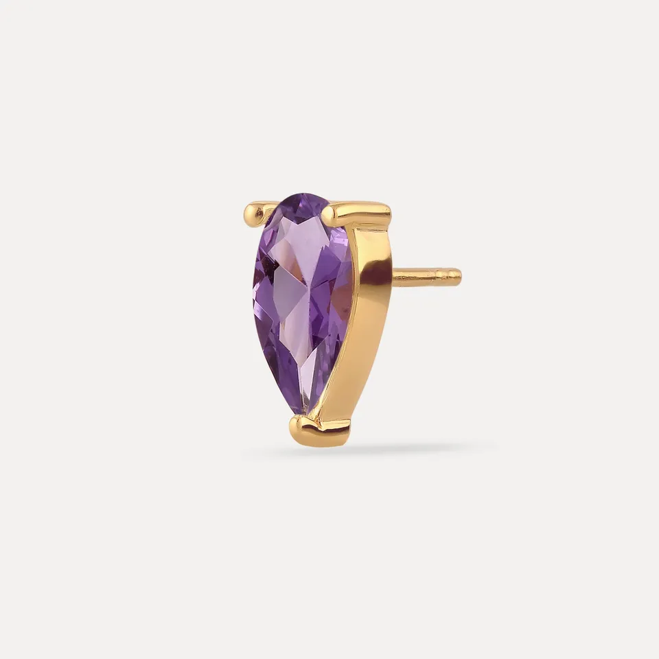 Stilnest Balance Drop Amethyst Ohrstecker Gold Vermeil Single