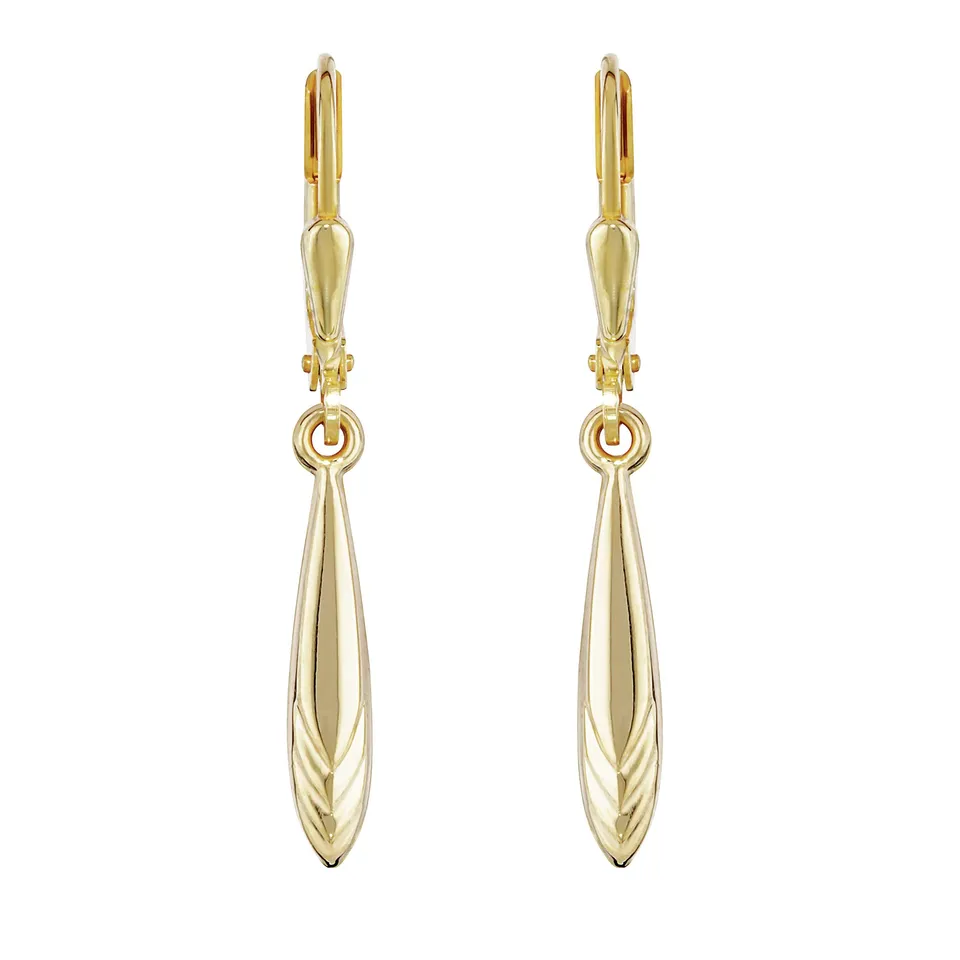 NKlaus Ohrhänger Tropfen 333 Gelbgold 17x3mm Brisur