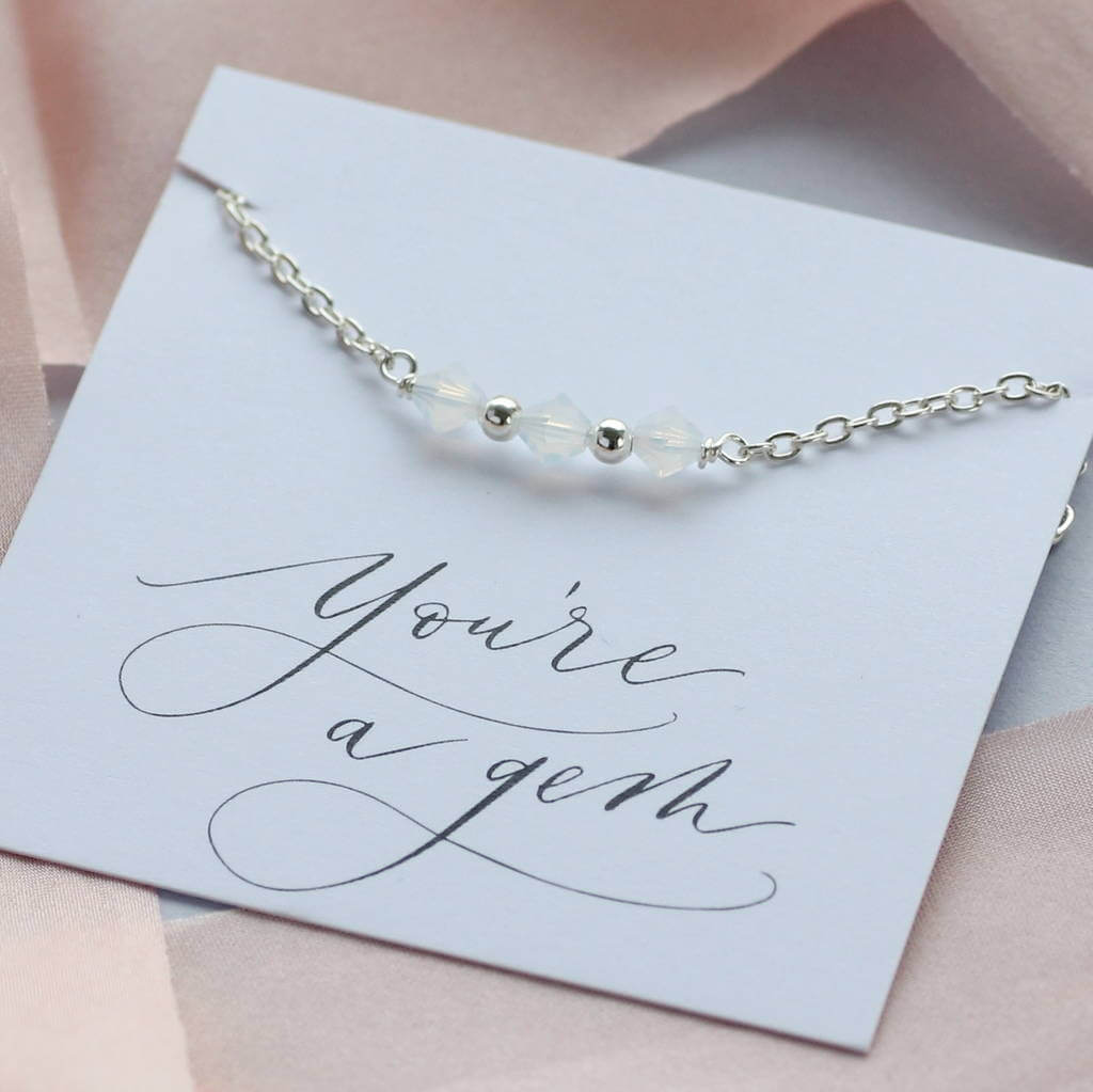 Joy White Opal Bar Armband Gold Swarovski Kristall