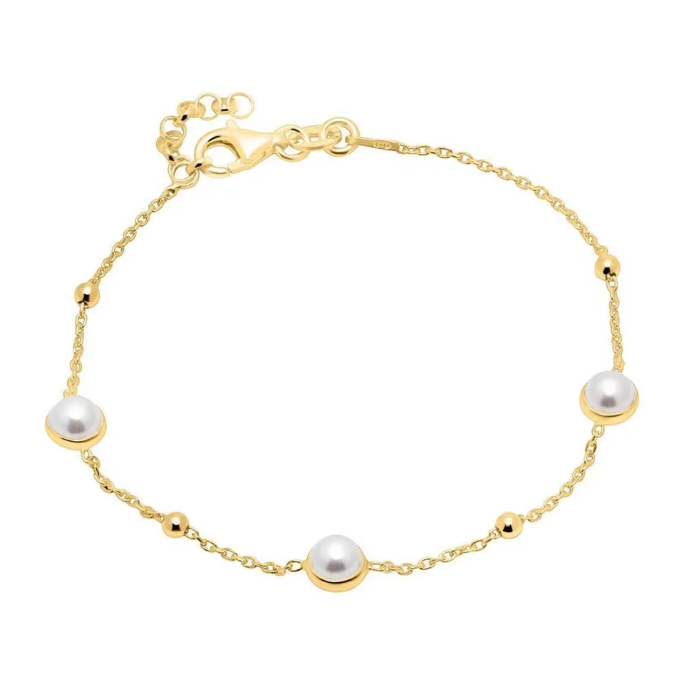 JEWLIX ID-Armbänder Perlen Armband 925er Silber vergoldet