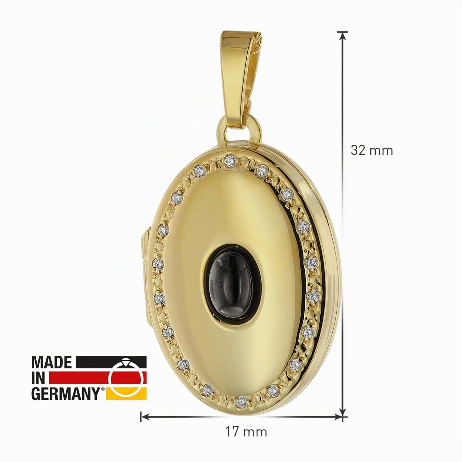 trendor Medaillon Onyx Halskette Gold auf 925 Silber 42 cm Damen