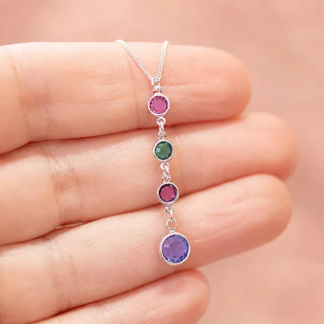 Joy Mother Three Children Birthstone Halskette Gold 40-45cm