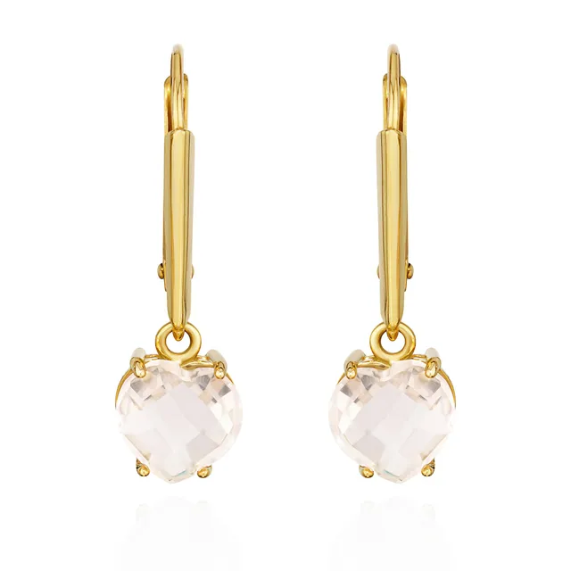 NKlaus Jewellery Herz Ohrhänger Rosenquarz 333 Gelbgold