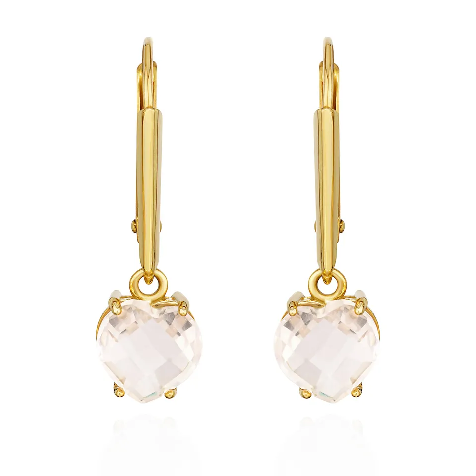 NKlaus Jewellery Herz Ohrhänger Rosenquarz 333 Gelbgold
