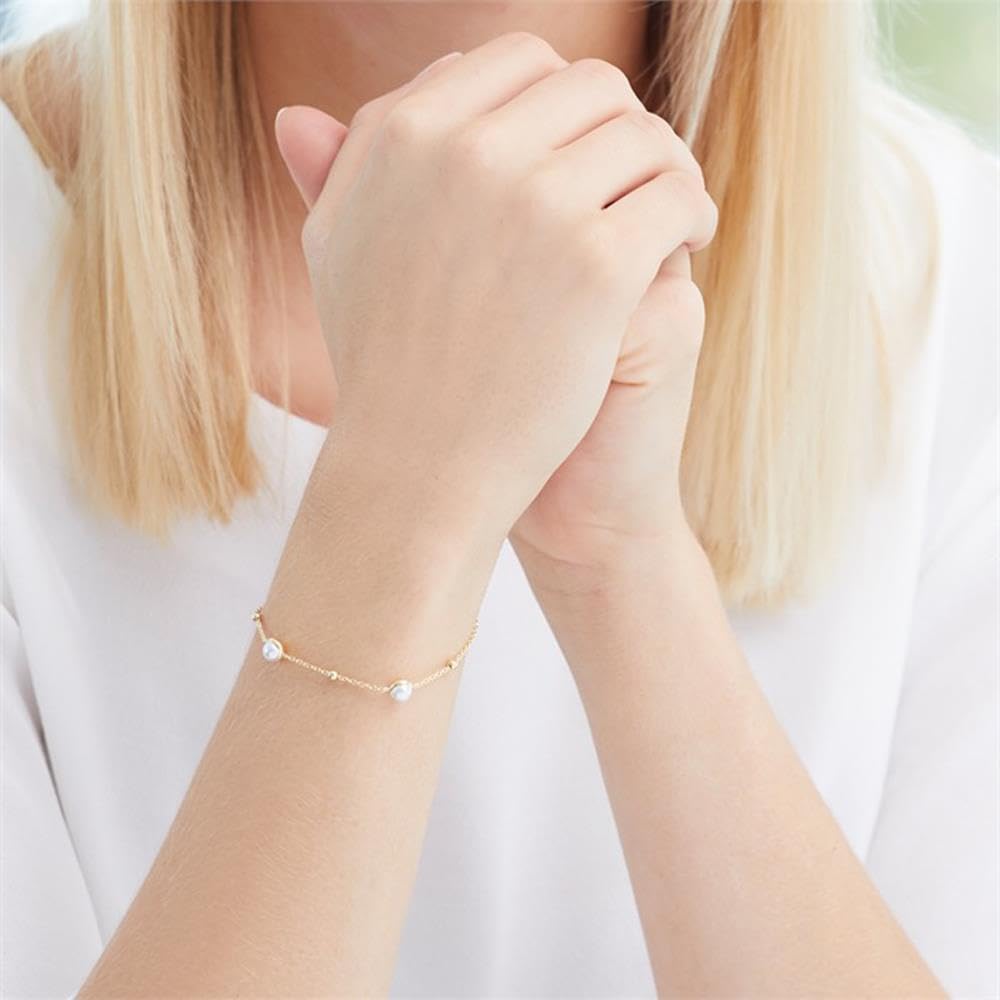 JEWLIX ID-Armbänder Perlen Armband 925er Silber vergoldet
