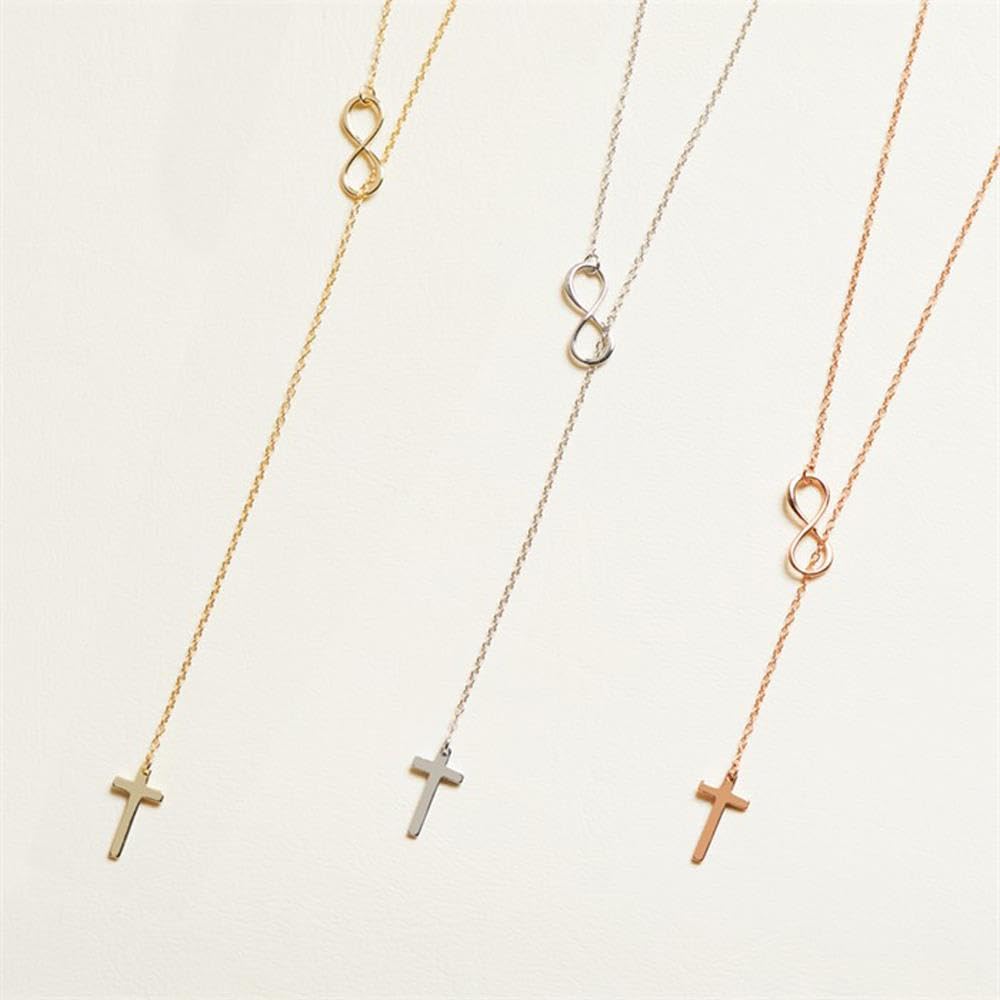 JEWLIX Ketten mit Anhänger Y-Kette Kreuz Infinity Halskette Gold