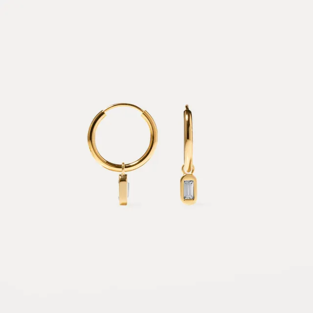 Stilnest Unique Creolen Weiße Kristalle 24k Gold Vermeil 15mm