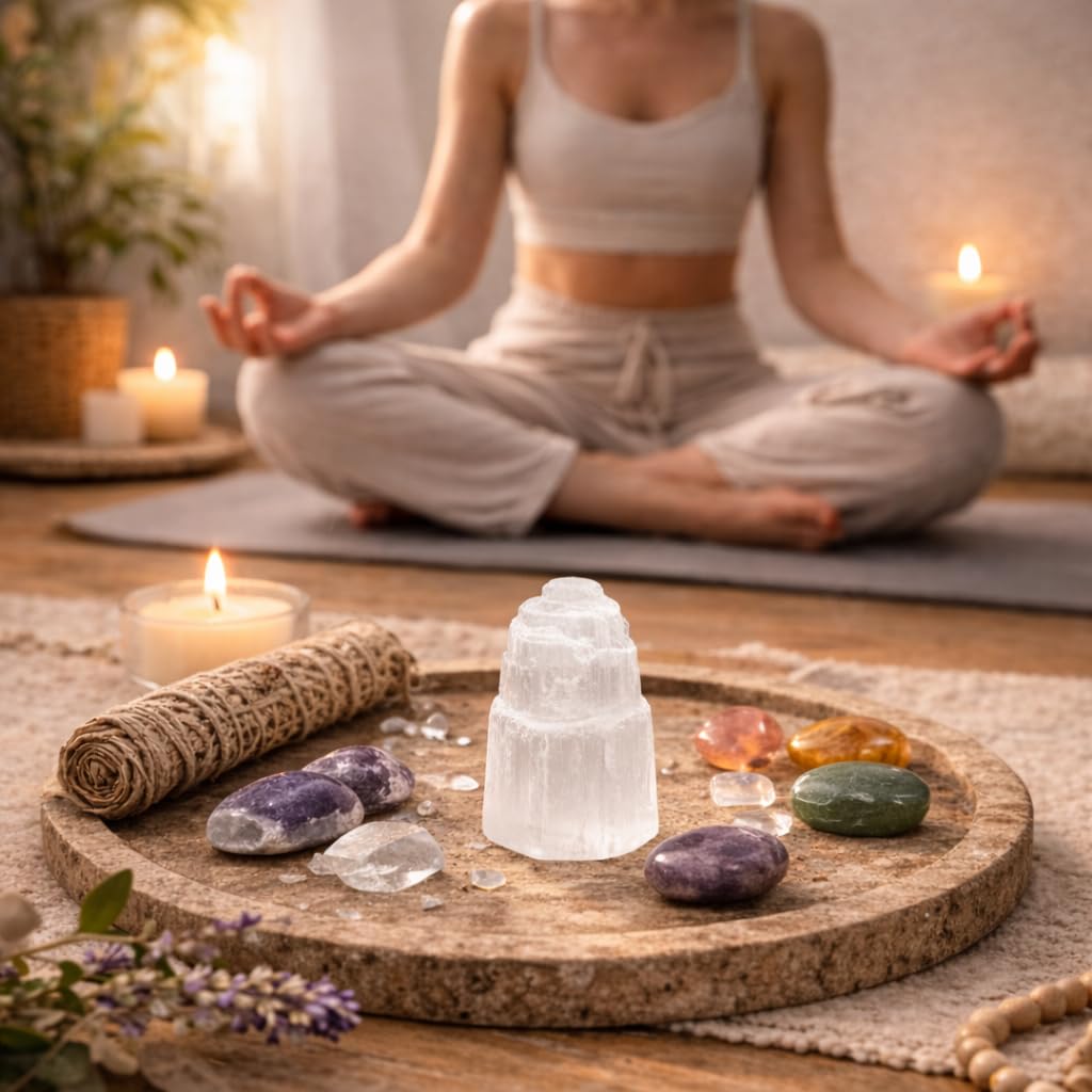 NKlaus Healing Crystals Selenit Turm Eisberg 6 cm 1 Stück weiß