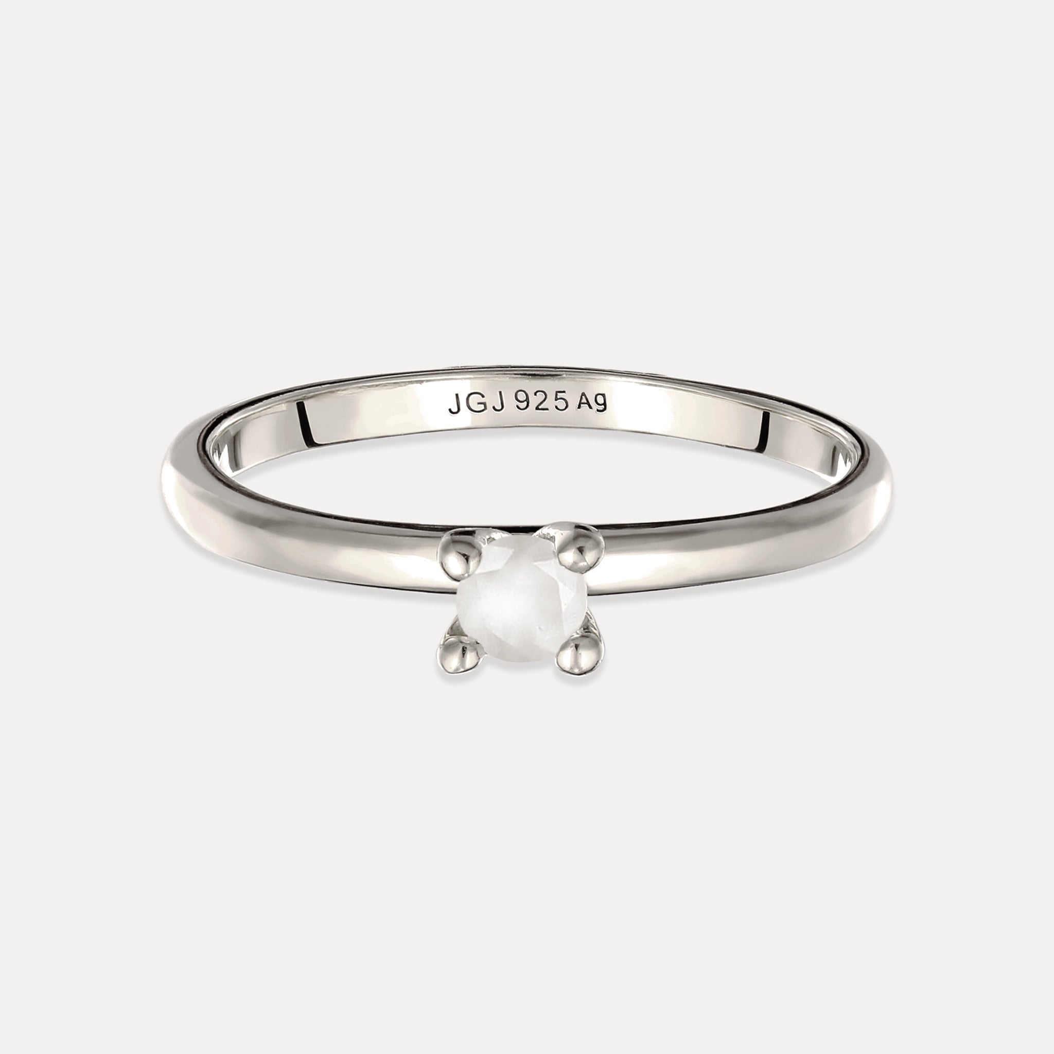Stilnest Rings Mondstein Solitär Ring Rund 24k Gold