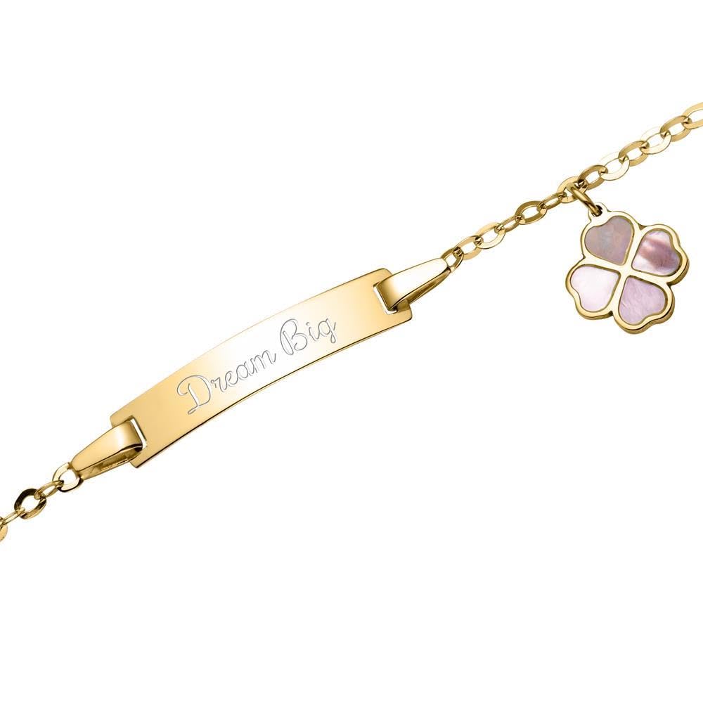 JEWLIX ID-Armbänder ID Armband Gold Kleeblatt Perlmutt 19 cm