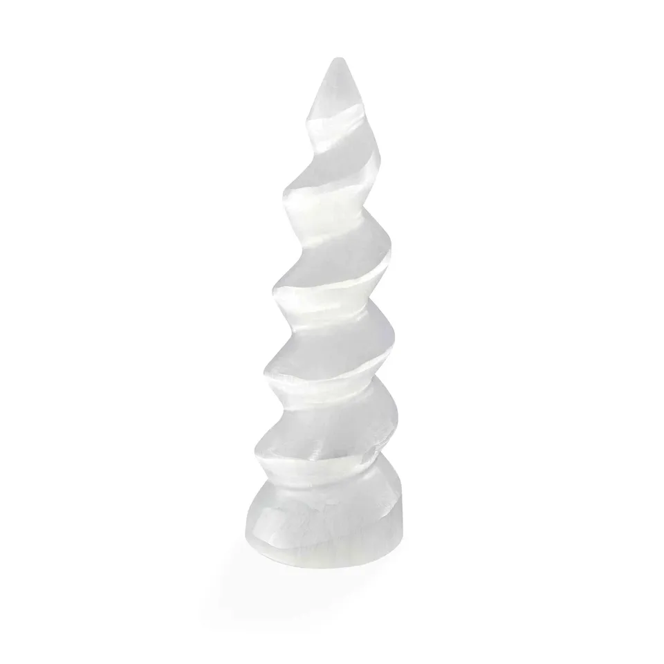 NKlaus Healing Crystals Selenit Spiral-Turm 14cm Deko