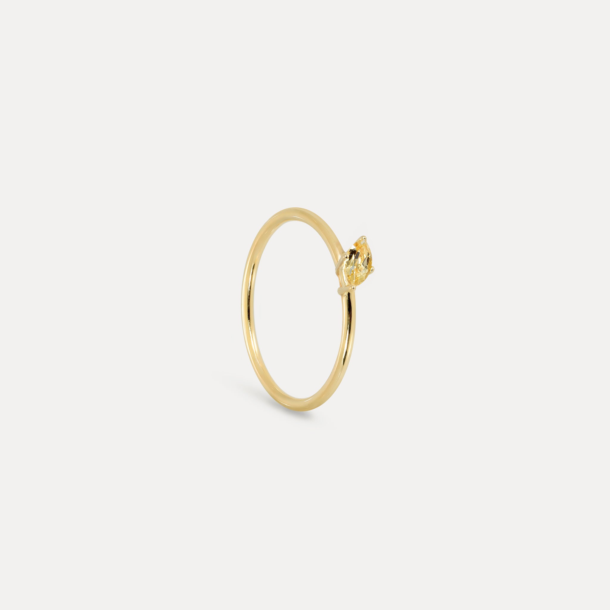 Stilnest Citrin Navette Solitär Ring 585 Gold Gr. 56