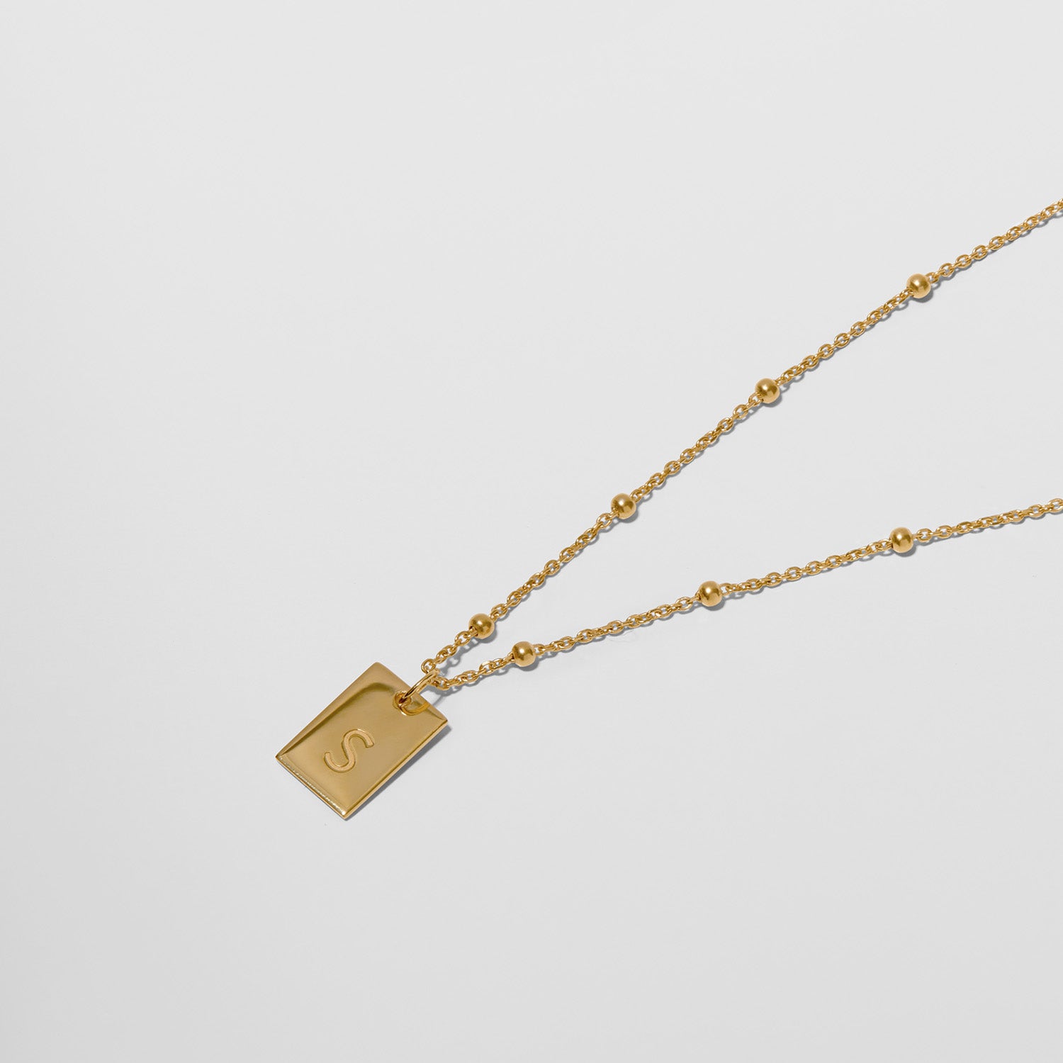 Stilnest Folio Tag Kette Gold Vermeil gravierbar 45cm