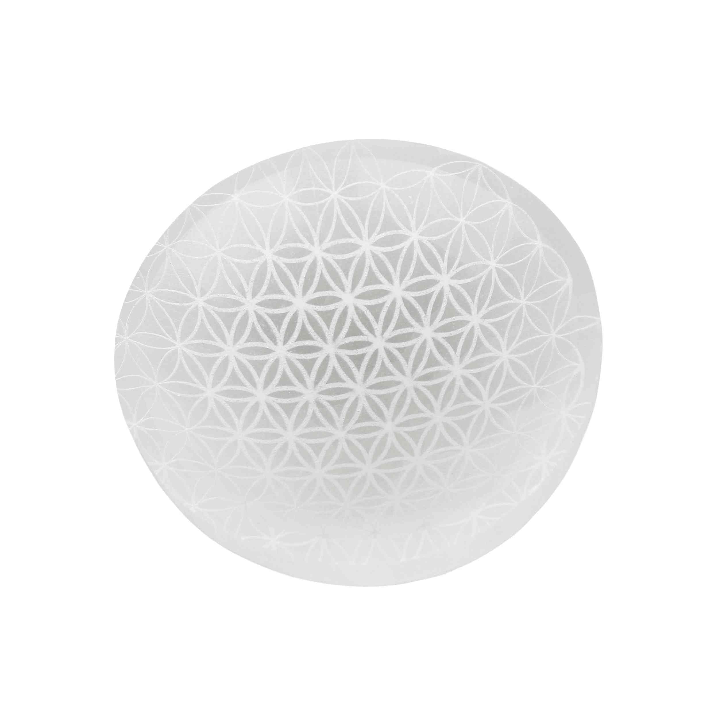 NKlaus Healing Crystals Selenit-Ladeschale 9,5cm Blume Lebens
