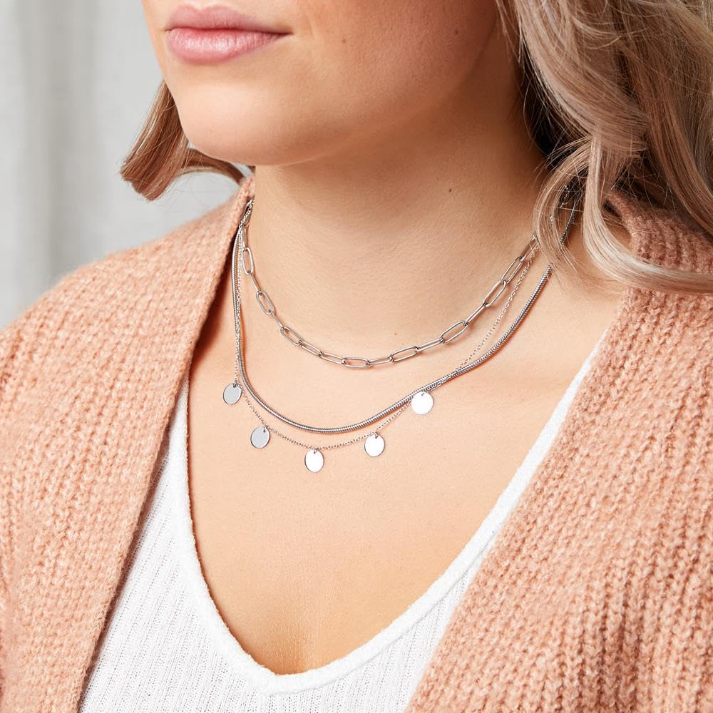 JEWLIX Ketten mit Anhänger Layerkette Edelstahl Damen