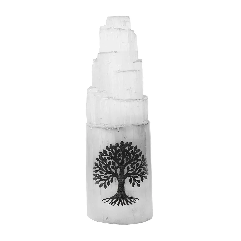 NKlaus Healing Crystals Selenit-Turm Lebensbaum 25 cm