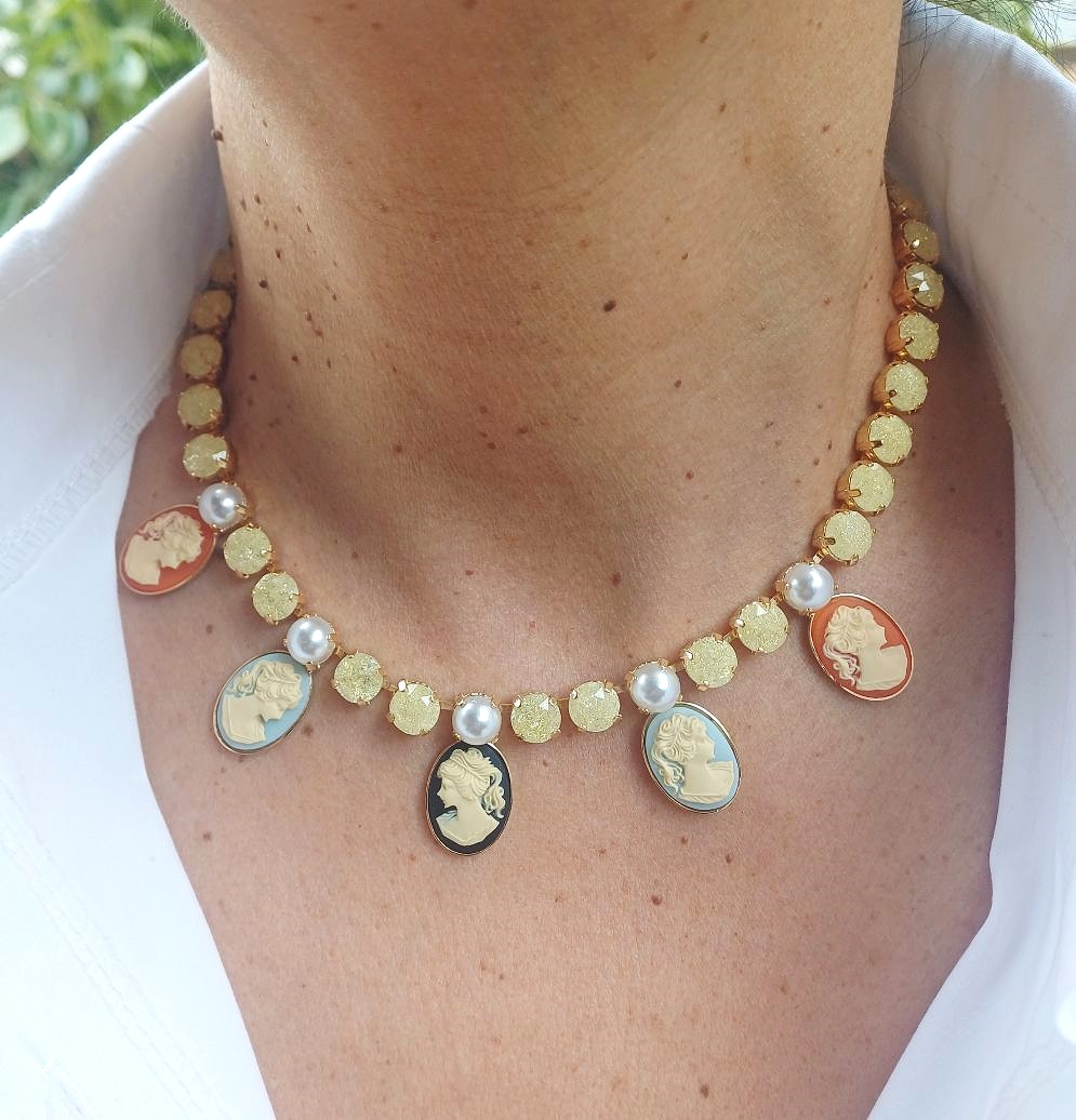 Alevá Bijoux Collane Katia Halskette Gold Kamee 40 cm