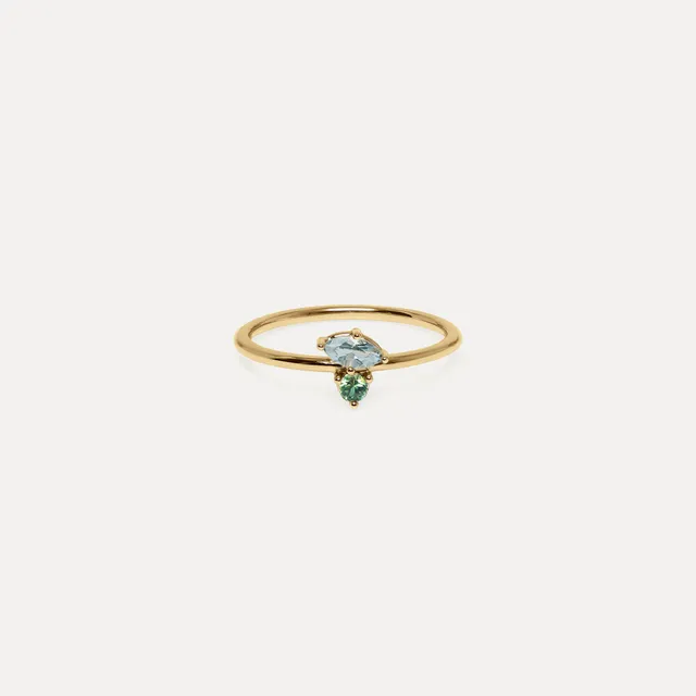 Stilnest Joy Solitär Ring Aquamarin Saphir Vermeil Gr.49-64