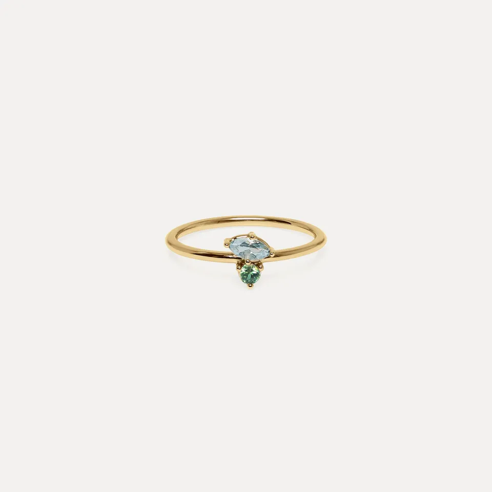 Stilnest Joy Solitär Ring Aquamarin Saphir Vermeil Gr.49-64