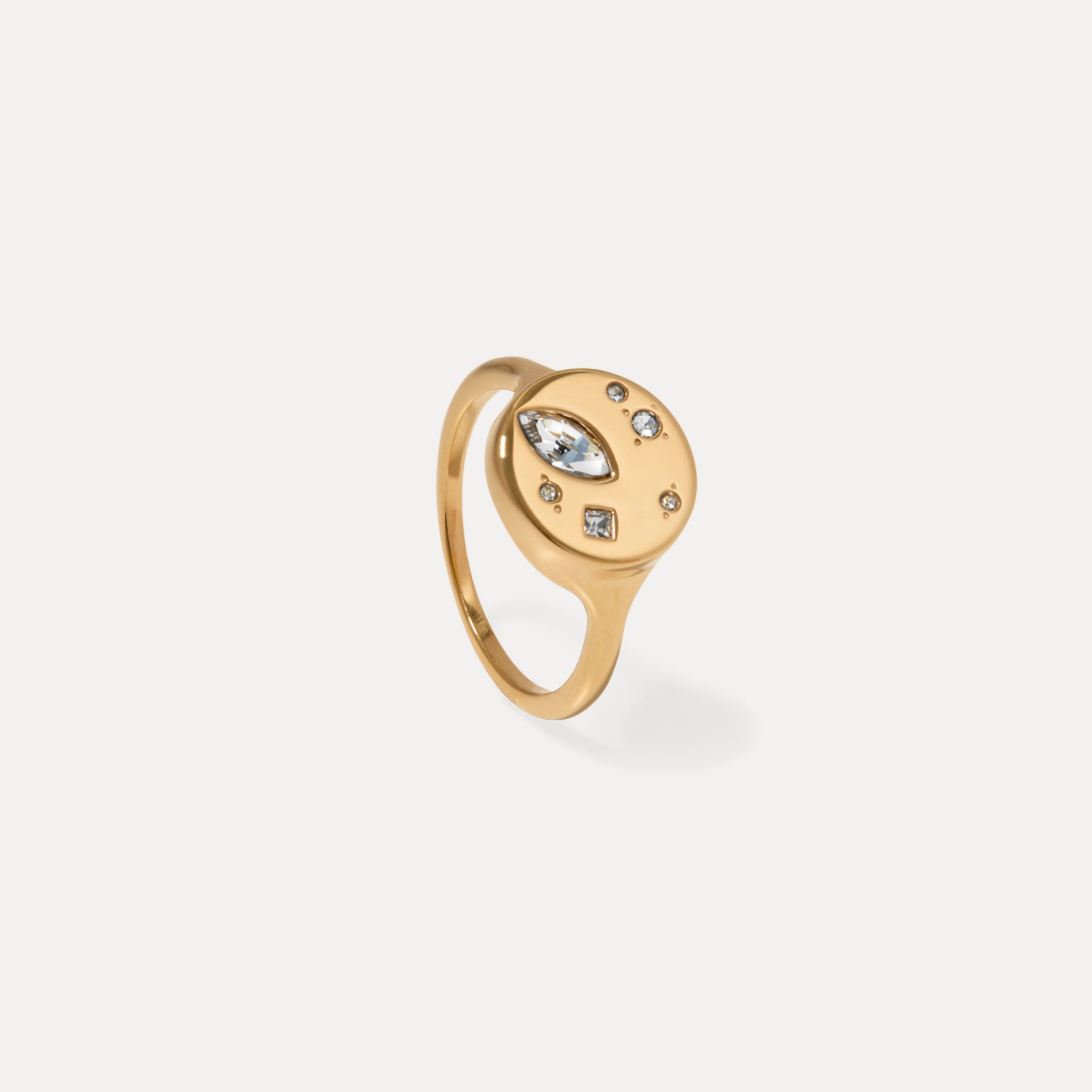 Stilnest Weiße Kristalle Myriad Ring 24k Gold Vermeil 52