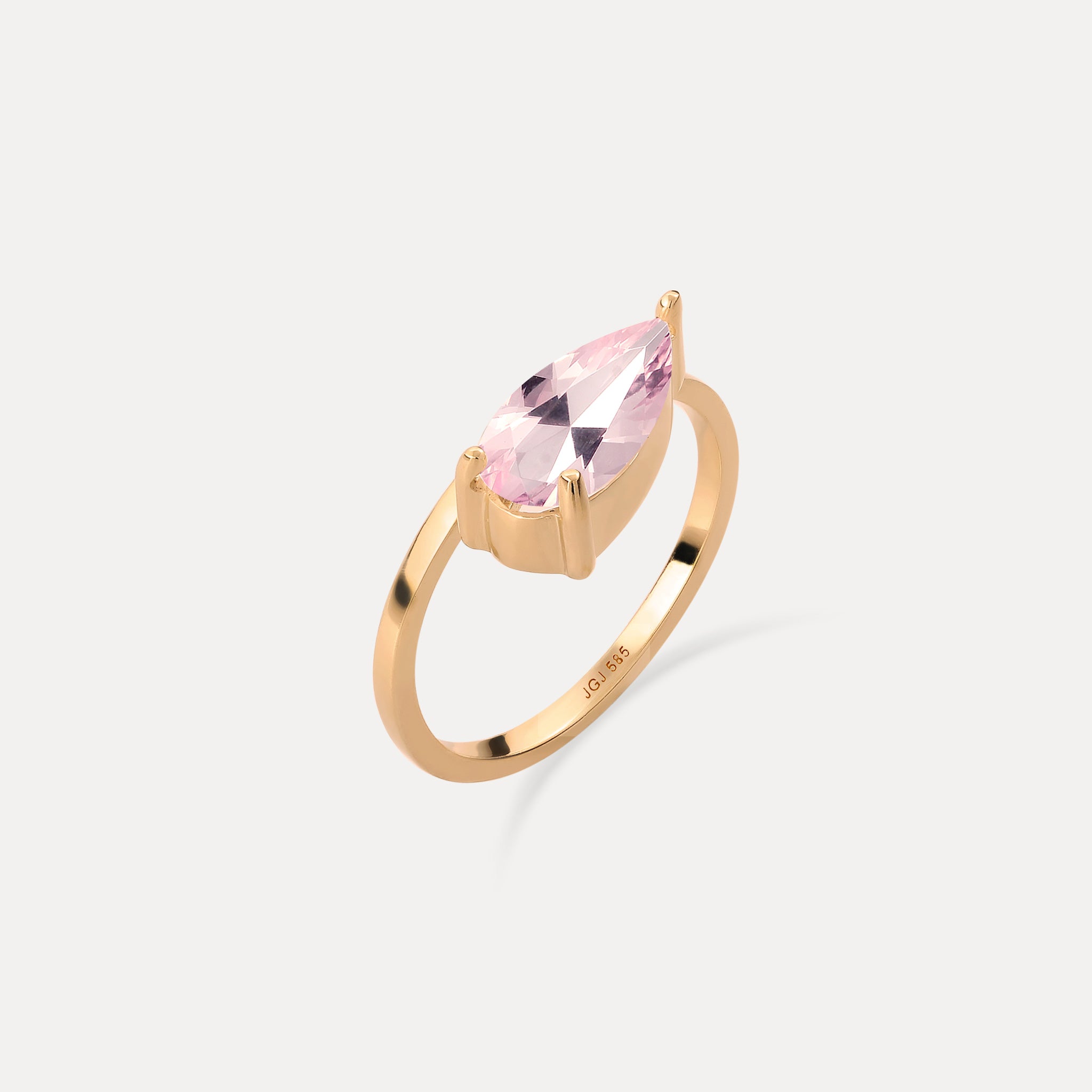 Stilnest Balance Drop Ring Rosenquarz 585 Gold 54