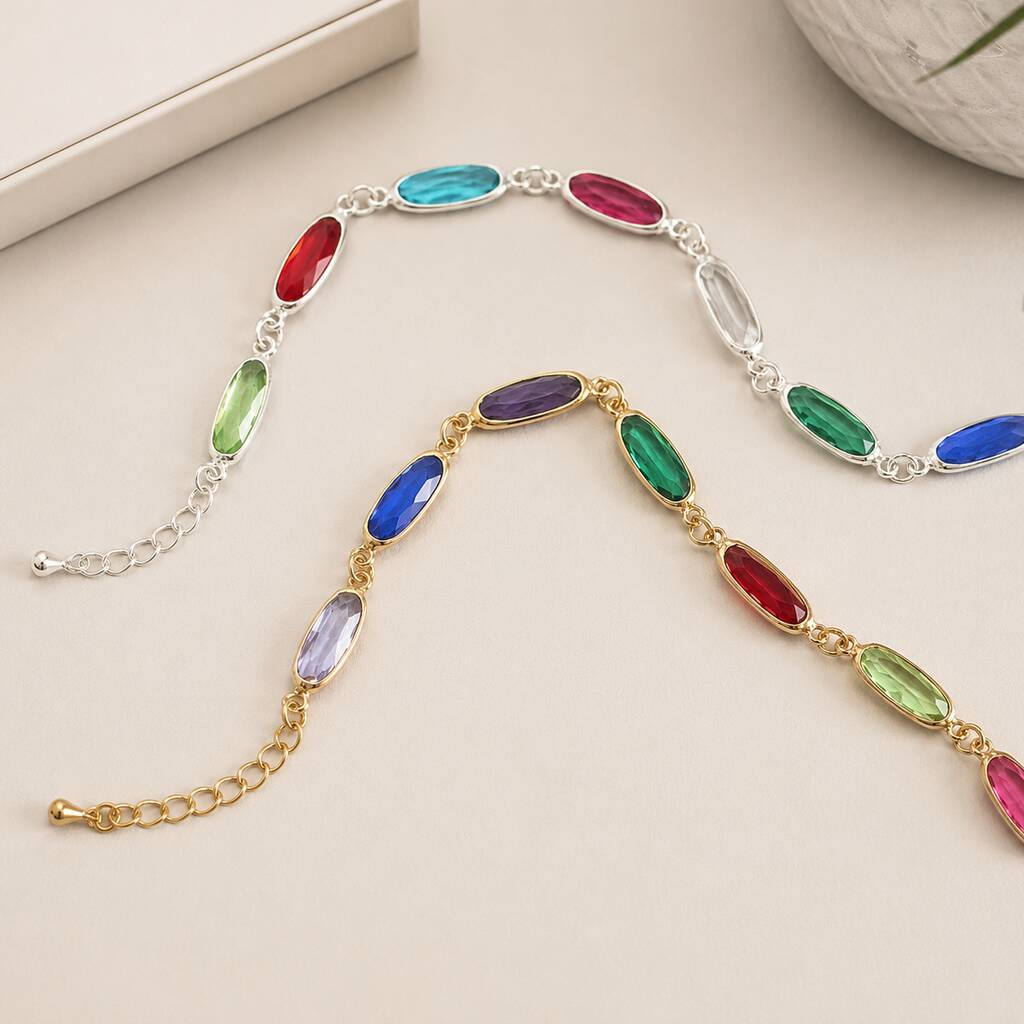 Joy by Corrine Smith Oval Link Geburtsstein Armband Gold