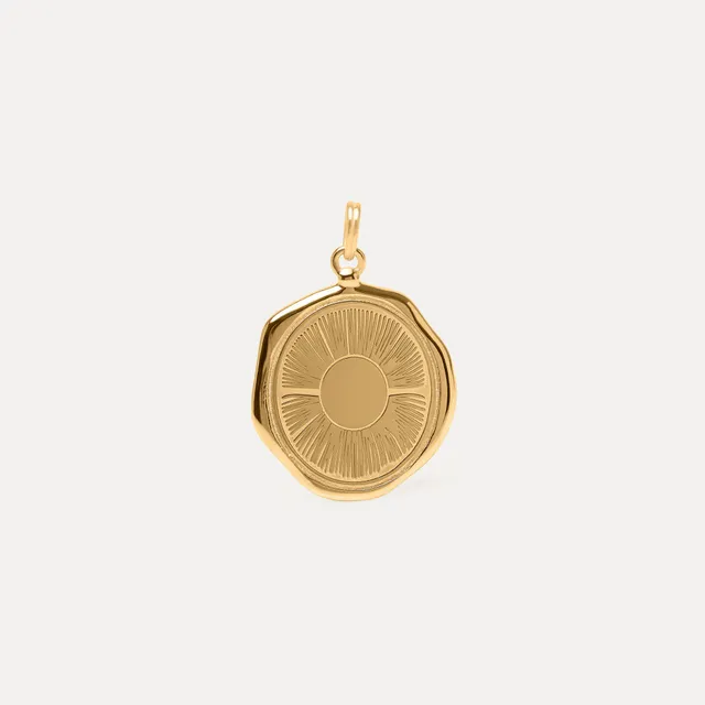 Stilnest Sun Large Seal Anhänger Gold Vermeil 925 Silber