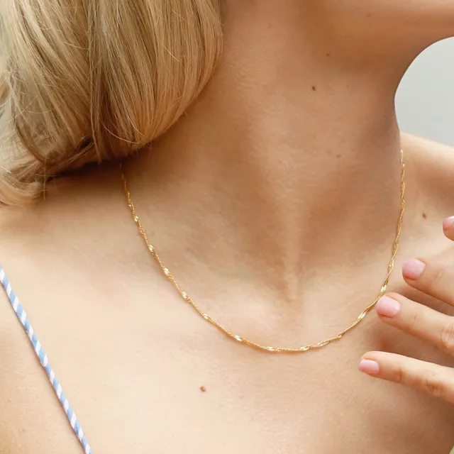 Stilnest Singapore Halskette 585 Gold 14k Massivgold 45cm