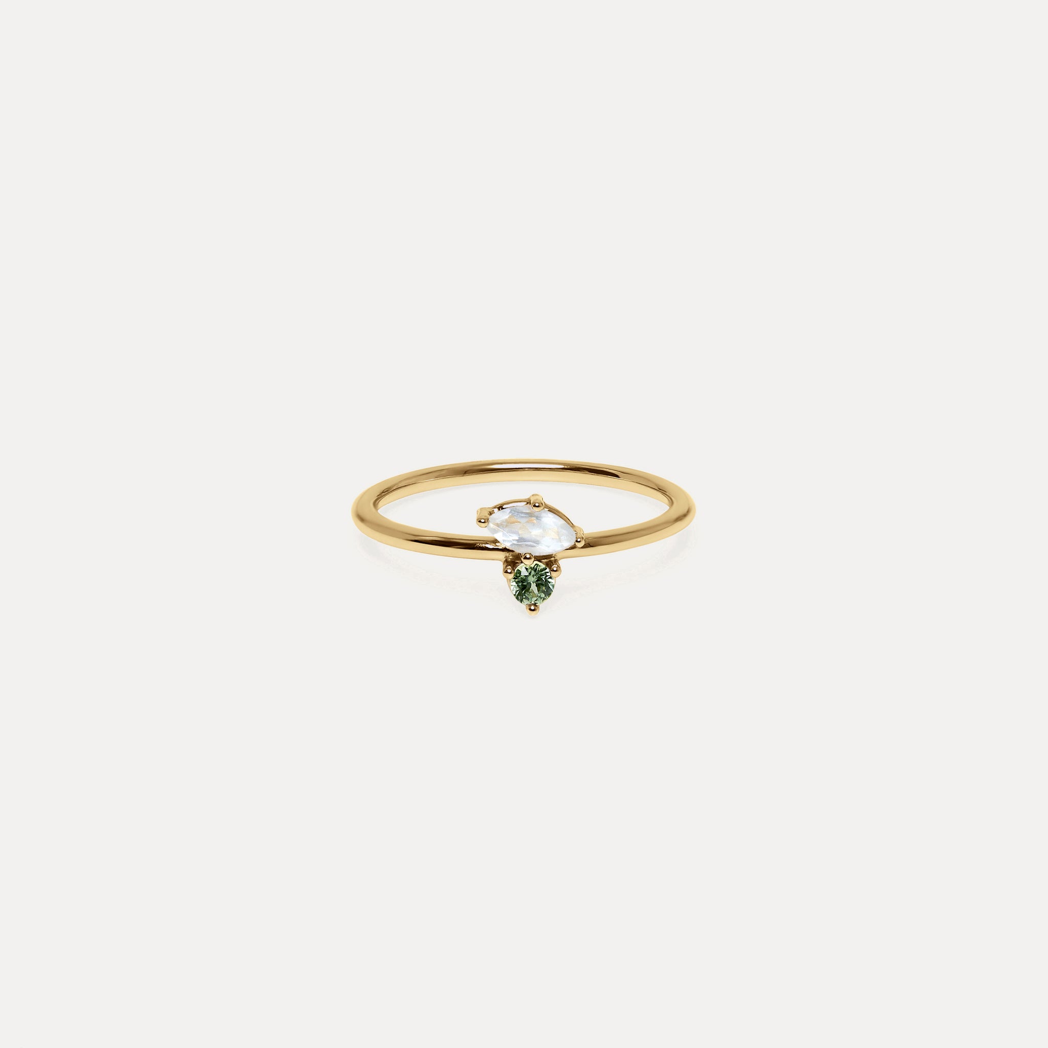 Stilnest Joy Solitär Ring Mondstein Saphir Gold Vermeil Gr 52