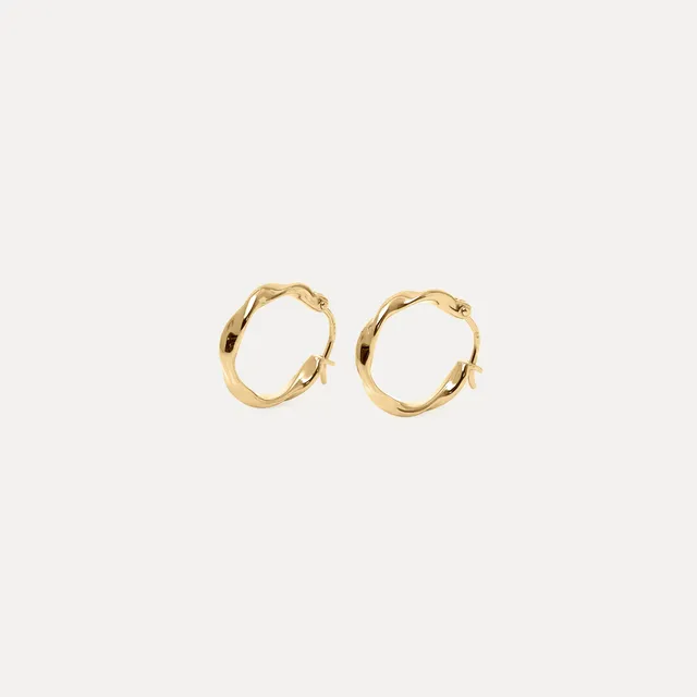 Stilnest Flux Mini Creolen Ohrringe 585 Gold 14k Massivgold