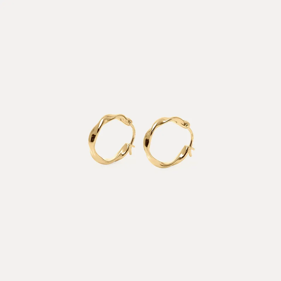 Stilnest Flux Mini Creolen Ohrringe 585 Gold 14k Massivgold