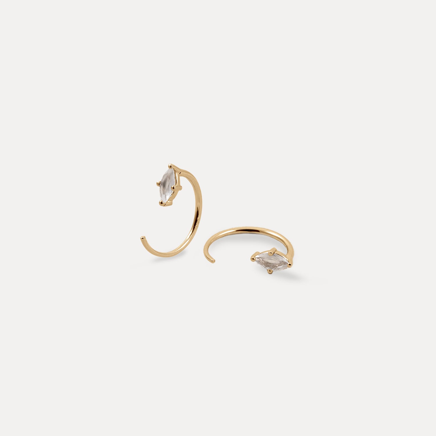 Stilnest Mondstein Navette Huggie Creolen 585 Gold