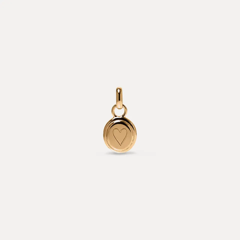 Stilnest Heart Emblem Anhänger 24k Gold Vermeil graviert