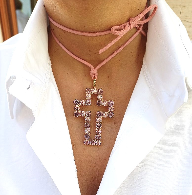 Alevá Bijoux Croci Alba Kreuz Anhänger Gold 6,2 cm
