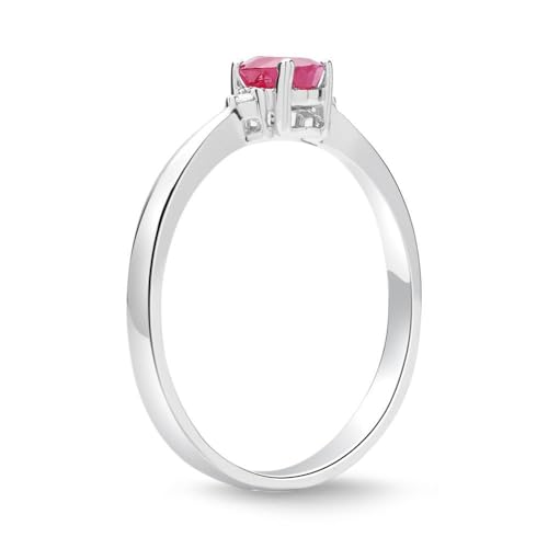 JEWLIX Ring 14K Weißgold mit 2 Diamanten und Rubin Gr.50