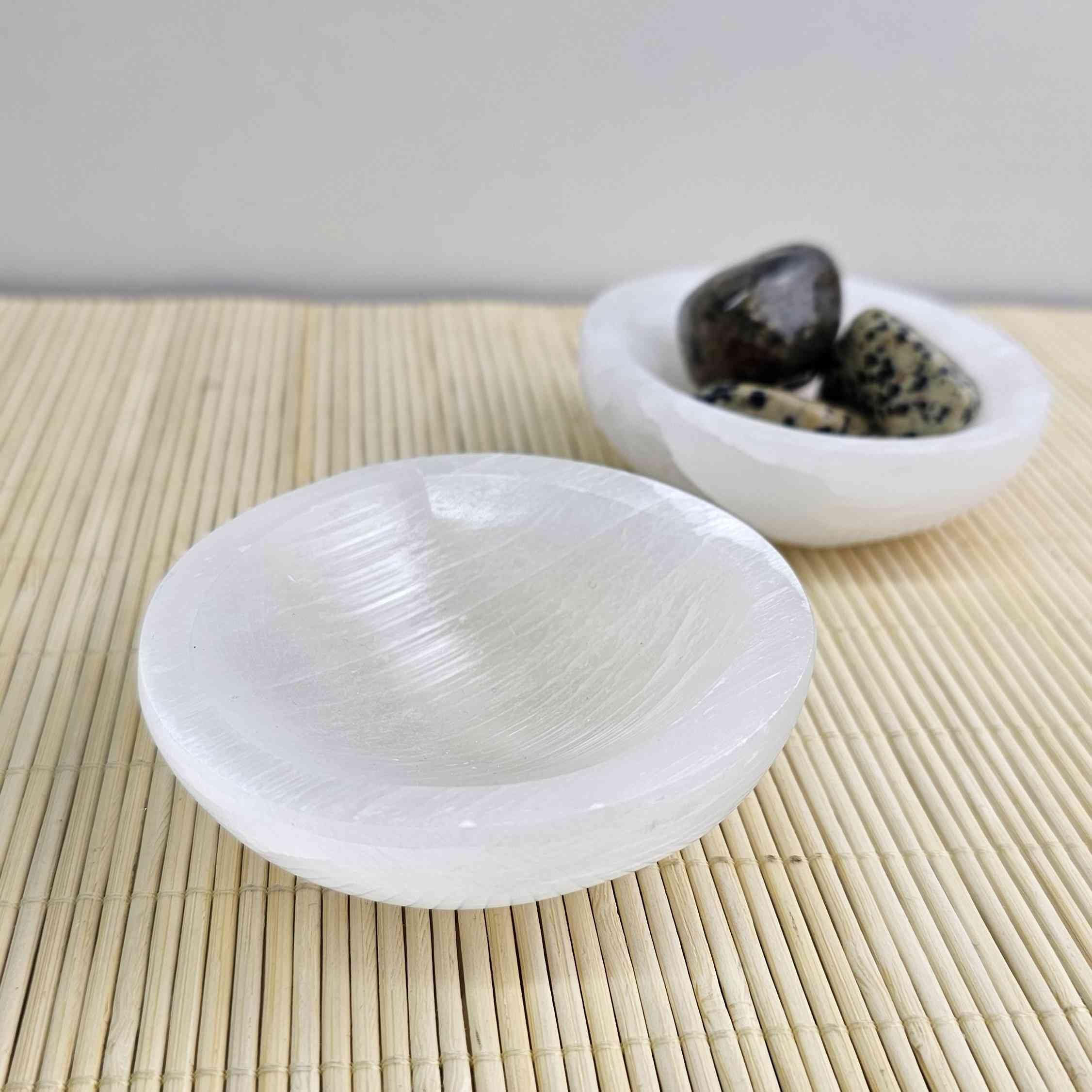 NKlaus Healing Crystals Selenit-Schale 7,5 cm Kristallschale satiniert