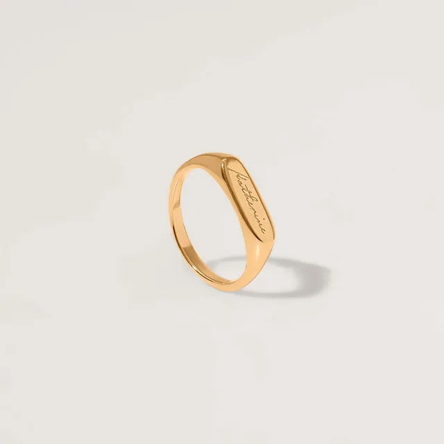 Stilnest Flat-Top Ring gravierbar Gold Vermeil Gr 54