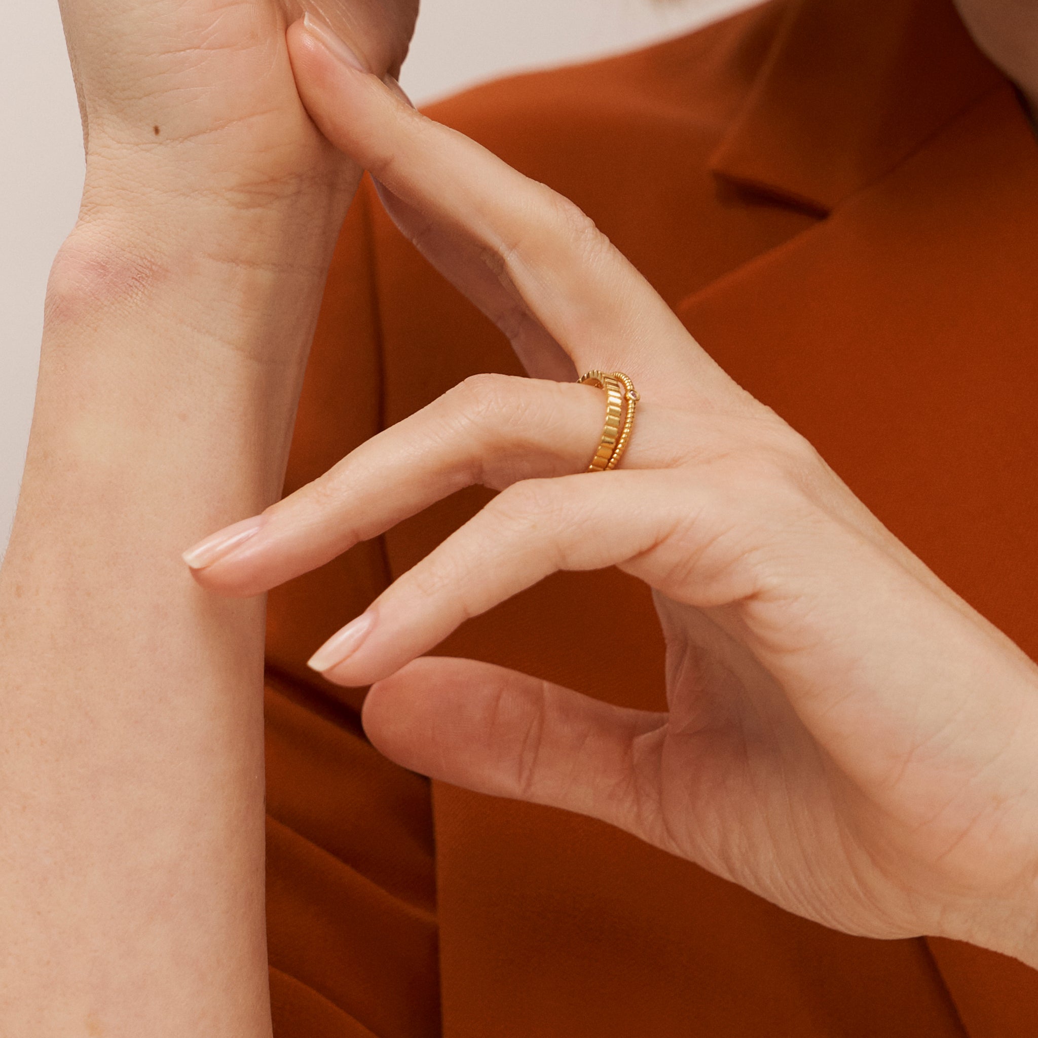 Stilnest Ridged Ring 24k Gold Vermeil 3 mm Stapelring