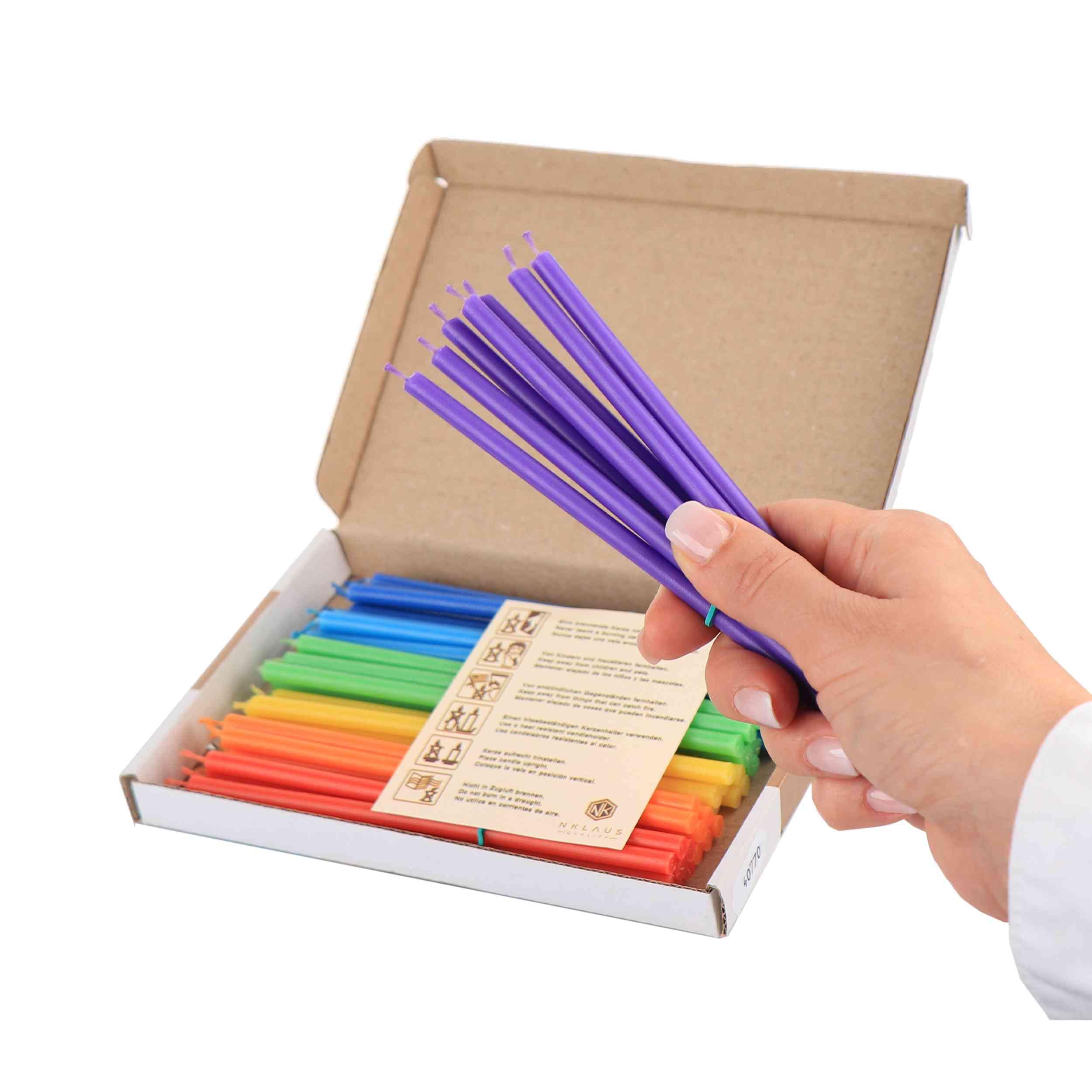 NKlaus Candles Chakra-Kerzen Set Paraffin 16 cm 49 Stück