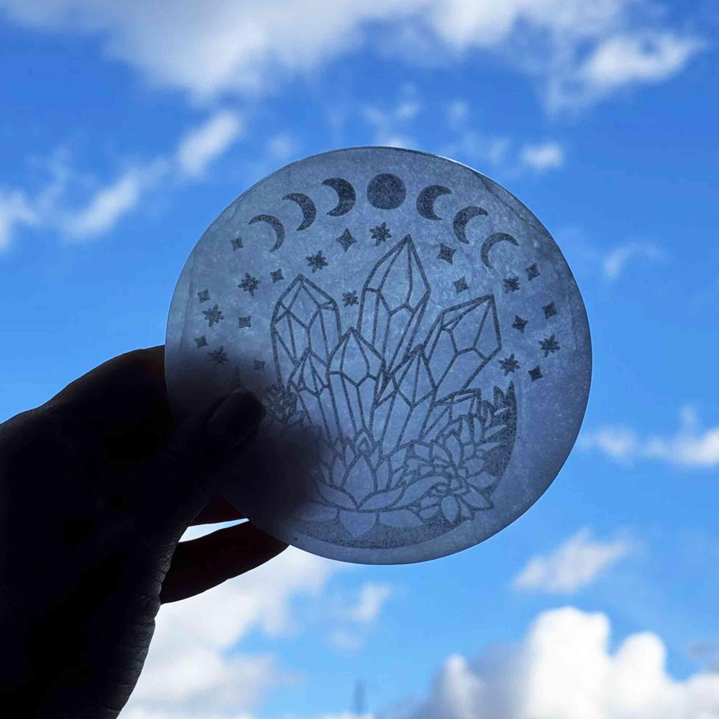 NKlaus Healing Crystals Selenit Ladeplatte Circle of Life 12cm