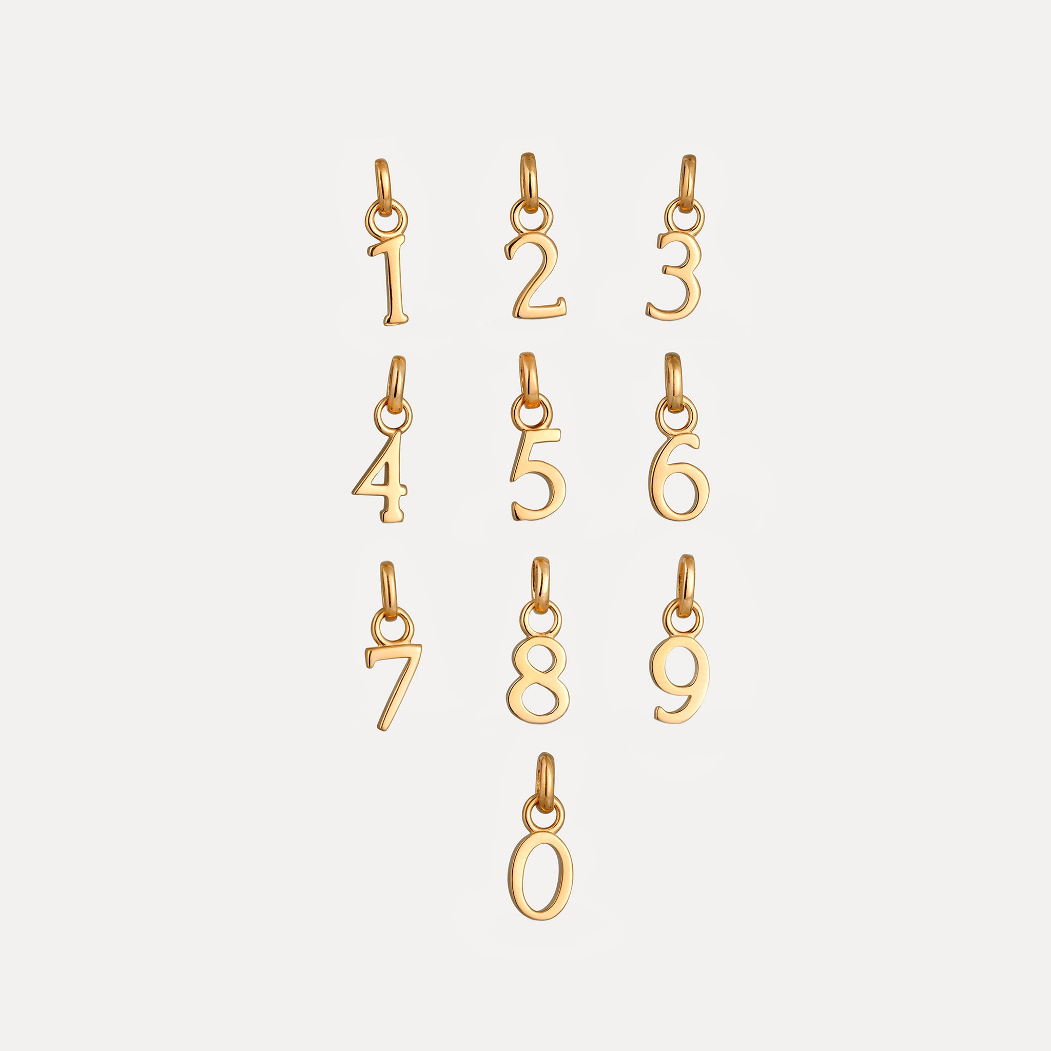 Stilnest Mini Number Anhänger Gold Vermeil Zahl 7