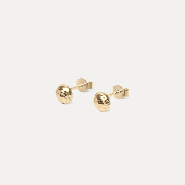 Stilnest Textured Ohrstecker 585 Gold Ohrringe 14K Massivgold gehämmert