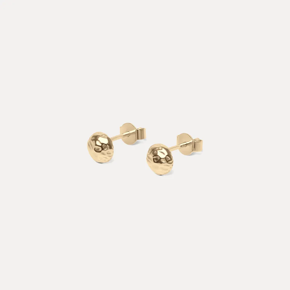 Stilnest Textured Ohrstecker 585 Gold Ohrringe 14K Massivgold gehämmert