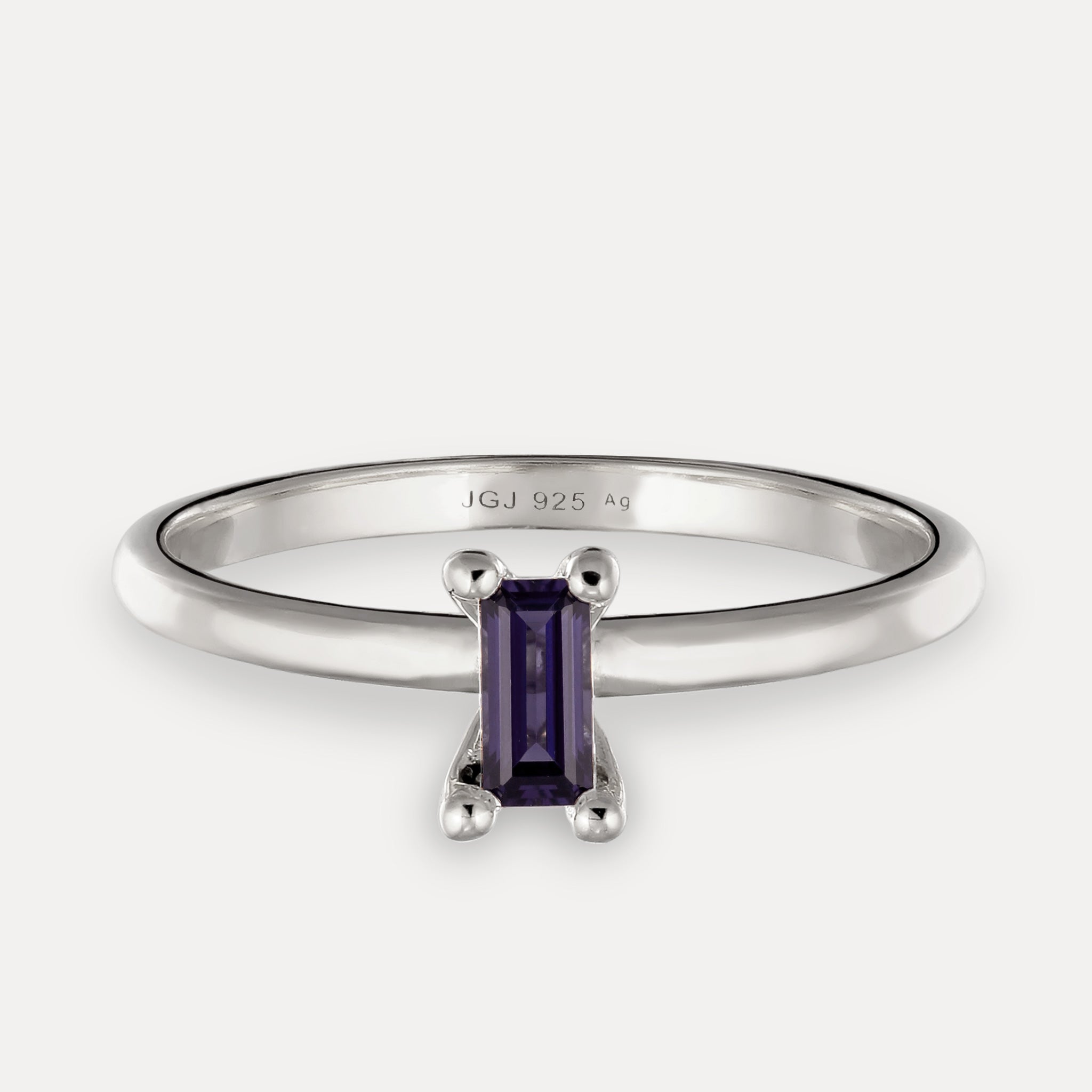 Stilnest Iolith Solitär Ring Baguette Lila Gold 52