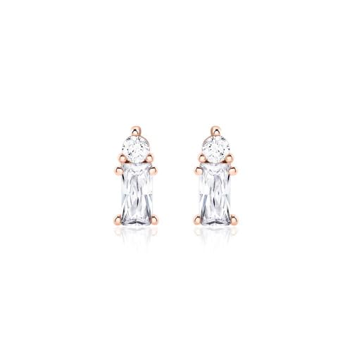 JEWLIX Ohrstecker Ohrringe Roségold 925 Silber Zirkonia